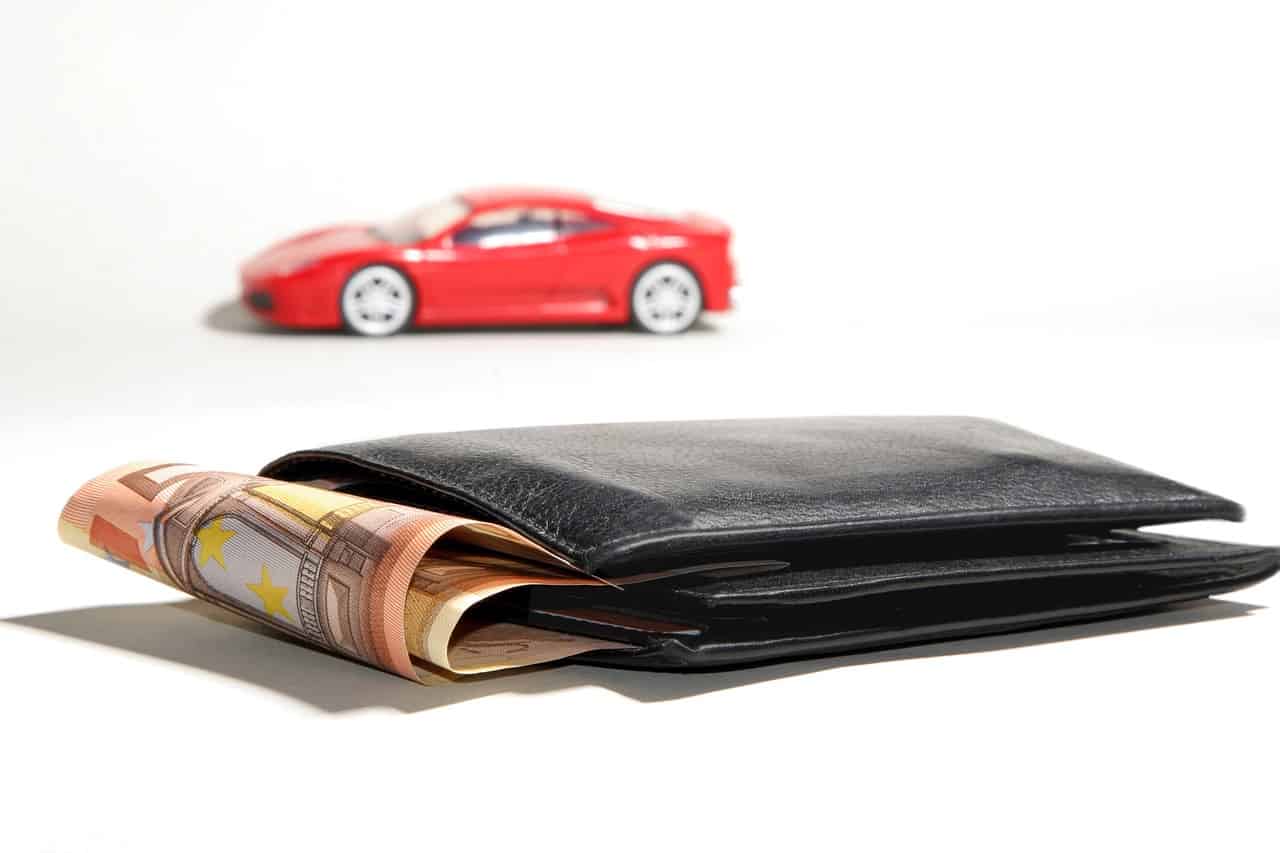 wallet and cash with car toy