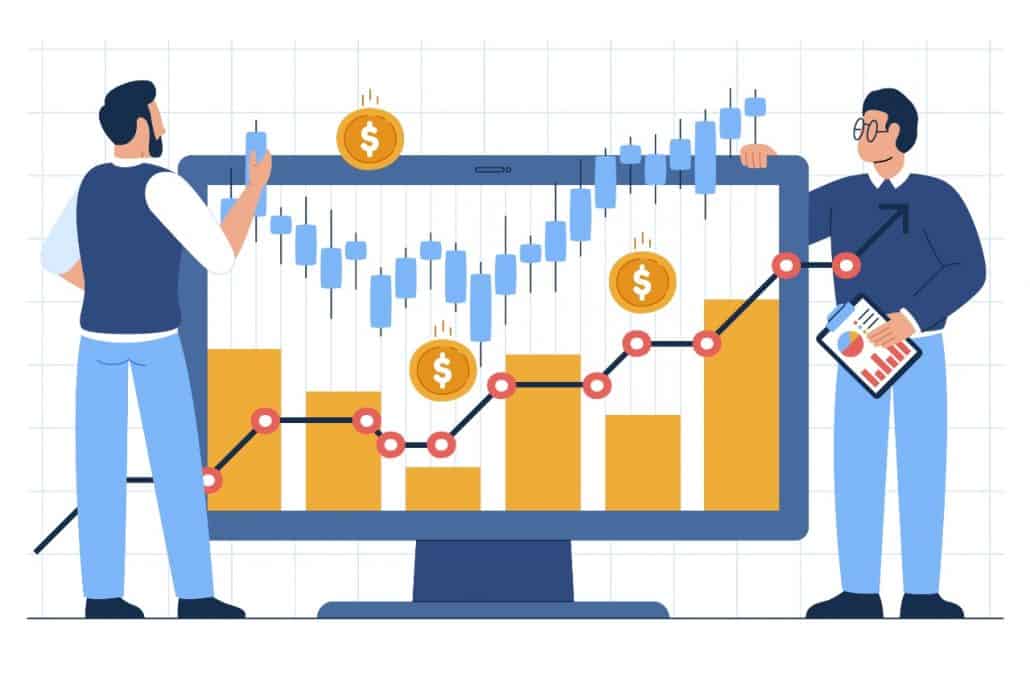Businessmen Analyzing Stock Graph