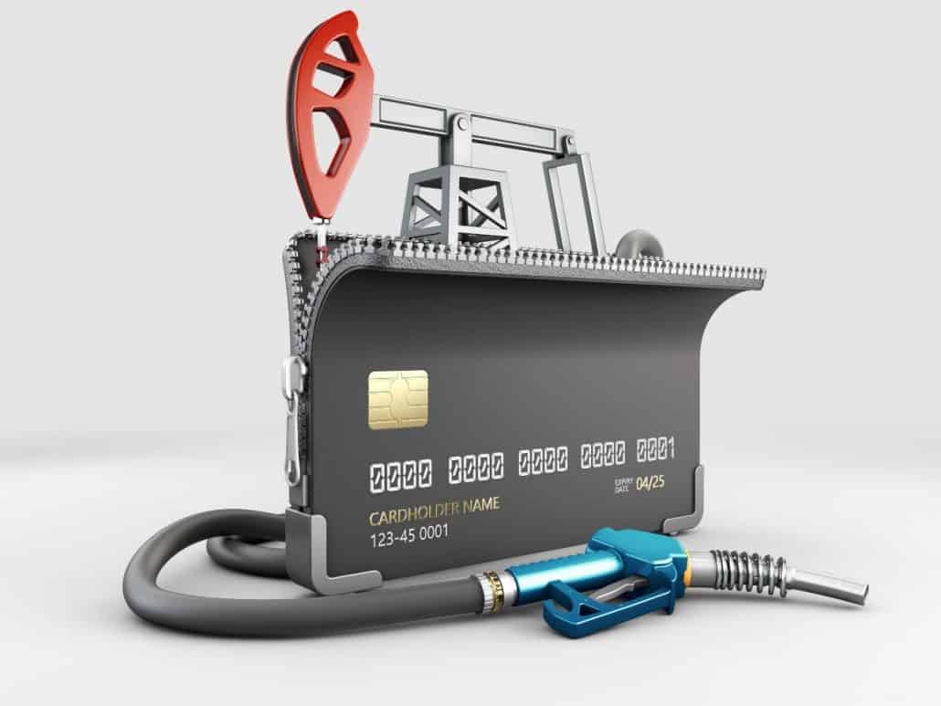 open credit card with fuel hose oil pump