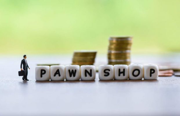 businessman financial borrow loan pawn cash with coin